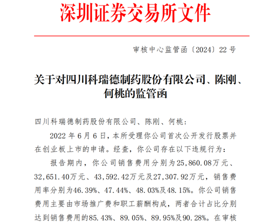 科瑞德IPO撤回也被罚：13亿销售费被查出问题，日均办学术会议50场